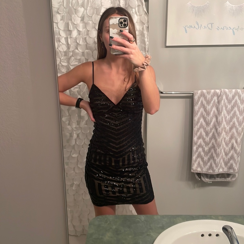 NYE sparkle black dress